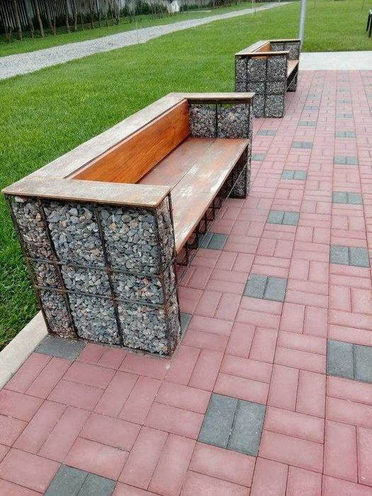 Выкладка габион. Отсыпка гальки, мелких камней. Ландшафтный дизайн