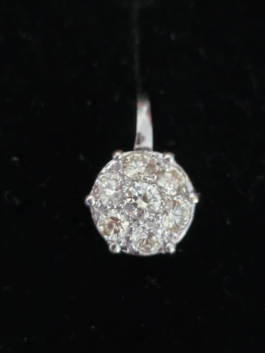 Set inel  cercei pandant aur alb 18k  cu diamante