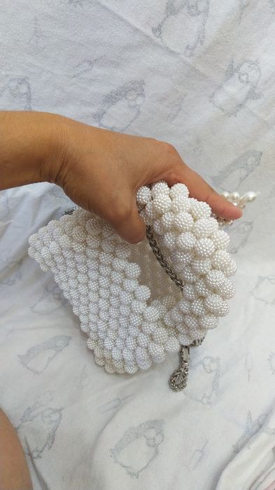 Мини сумка Ручная работа бусины белый
