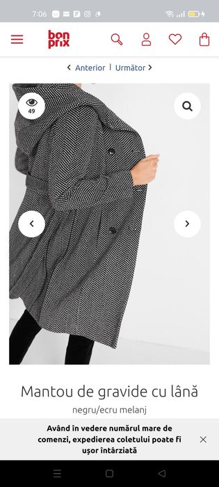 Palton de gravide cu lână