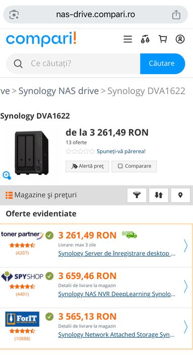 NVR Synology DVA1622 Deep Learning AI