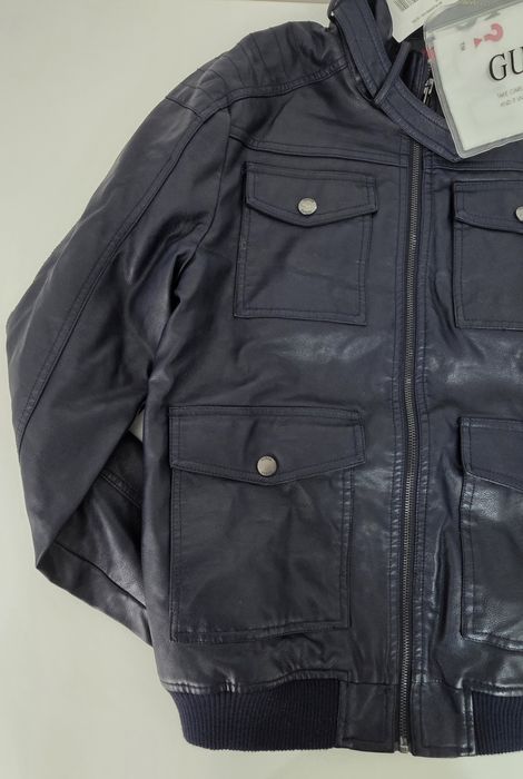 Geaca Guess din Piele Navy Albastru Inchis