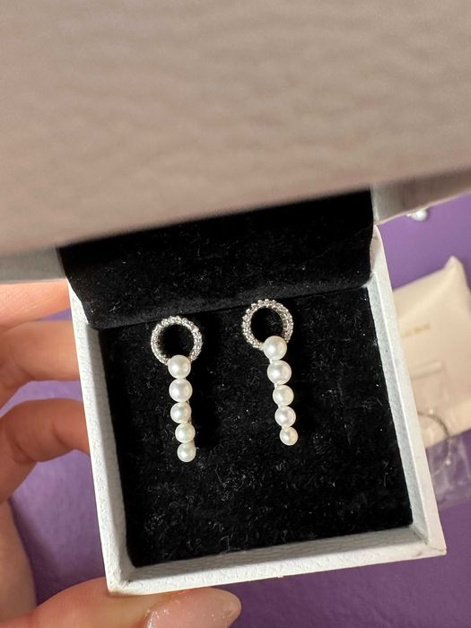 Cercei cu perle naturale 2.5-3+3-3.5+3.5 mm + argint 925