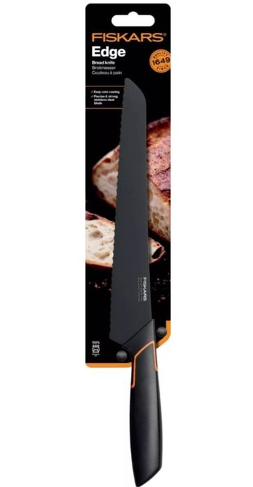 Cutit panificatie Fiskars, 23 cm, otel, negru