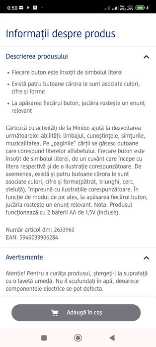 Jucarie bebelusi Noriel Bebe - Carticica cu activitati