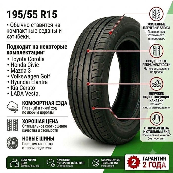 195/55 R15 комплект шин