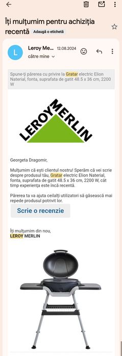 Gratar electric Elion Naterial , ca nou,  putere 2200w, 549lei