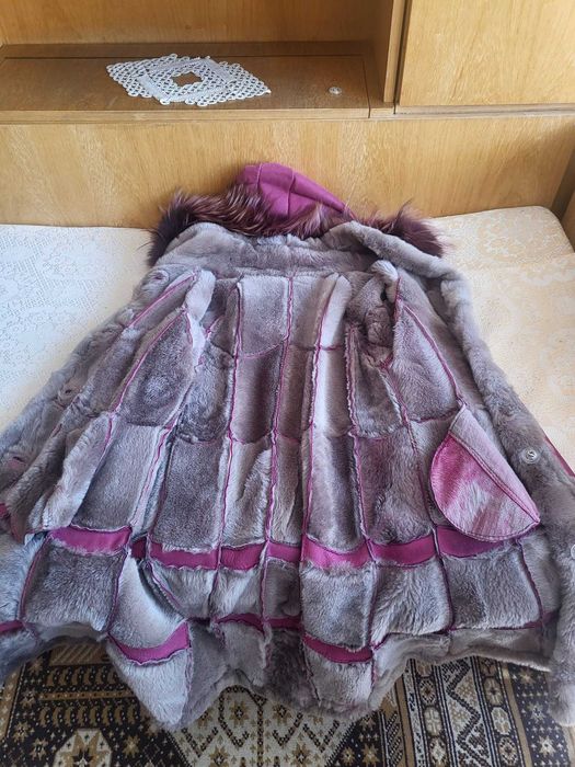 Зимно дамско палто от телешка кожа