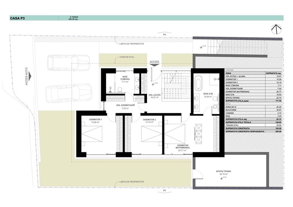 Teren cu proiect autorizat, 400mp, pentru case de lux, str. Luminii