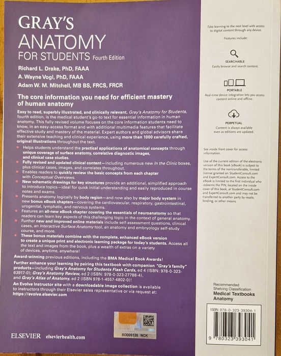 Gray's Anatomy for Students 4th Edition With Student Consult Online
