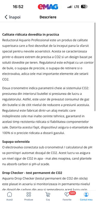 Vand sistem de acvariu CO2 Aquario profesional 2 litri