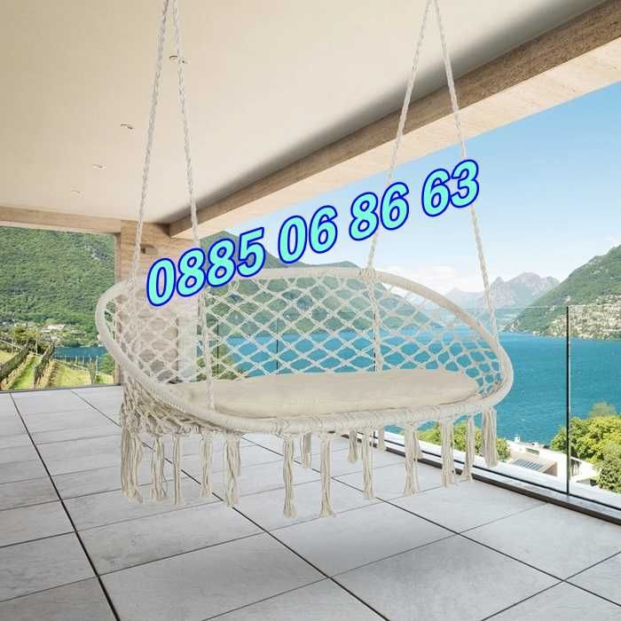 Двойна Градинска висяща люлка, въжена люлка хамак