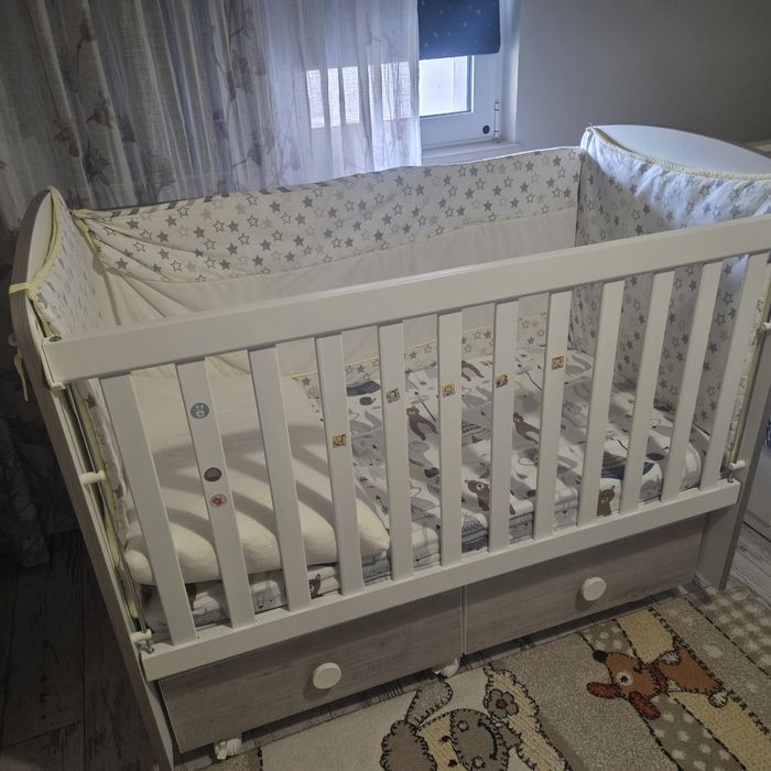 Дървена кошара 60/120 с матрак и обиколници