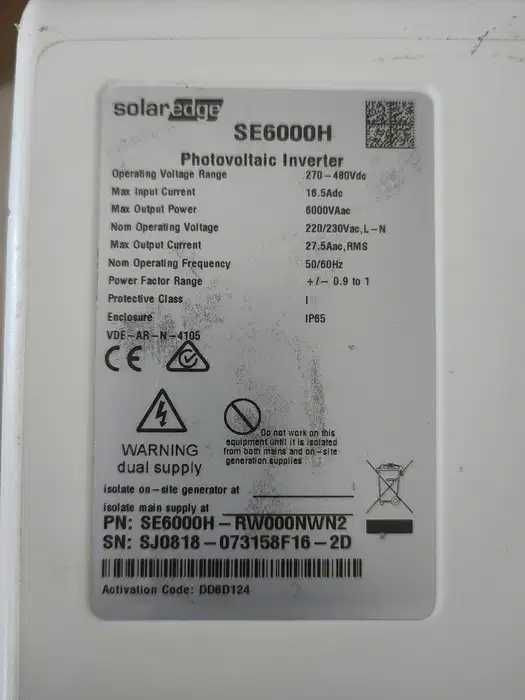 Invertor Solar Edge SE6000H netestat