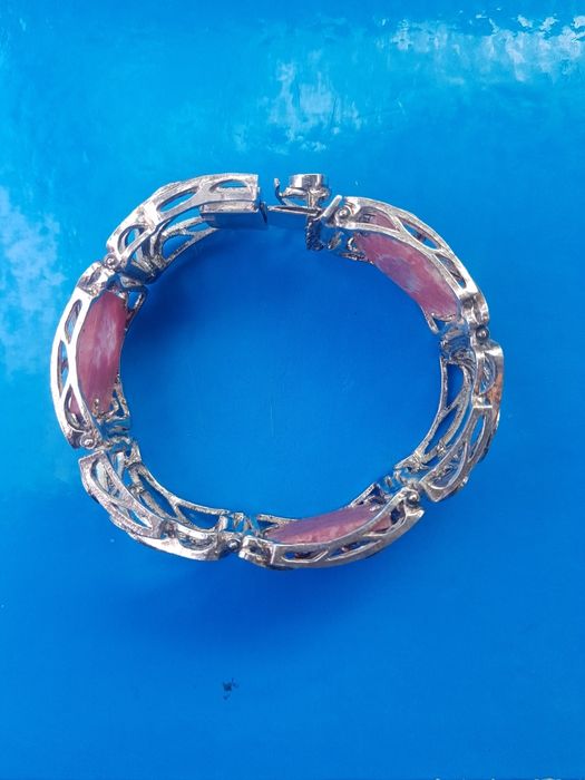 Bratara argint masiv 925,Mexico pietre roz, model deosebit