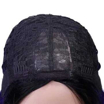 Три цветна перука черно лилаво розова