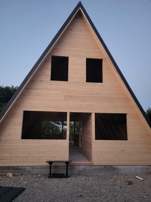 Cabana stil A-Frame, Case, Foisoare si Terase din structura de lemn la comanda