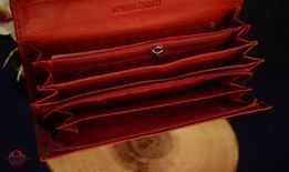 Дамско портмоне от естествена кожа с цветно термо трансферно фолио