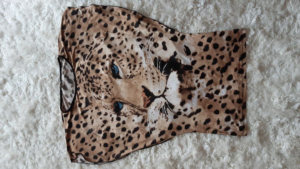 Рокля -туника с тигърче с къс ръкав и рокля машинно плетиво