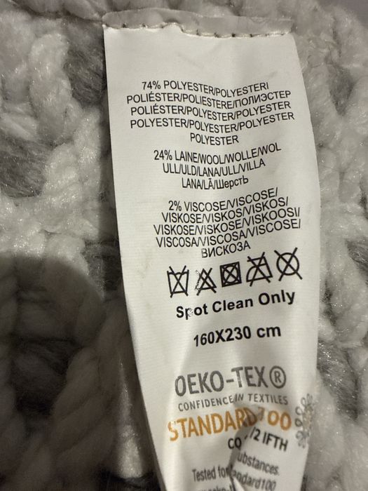 Covor premium La Redoute 160x230 cm, lână & poliester, gri/alb – Nou