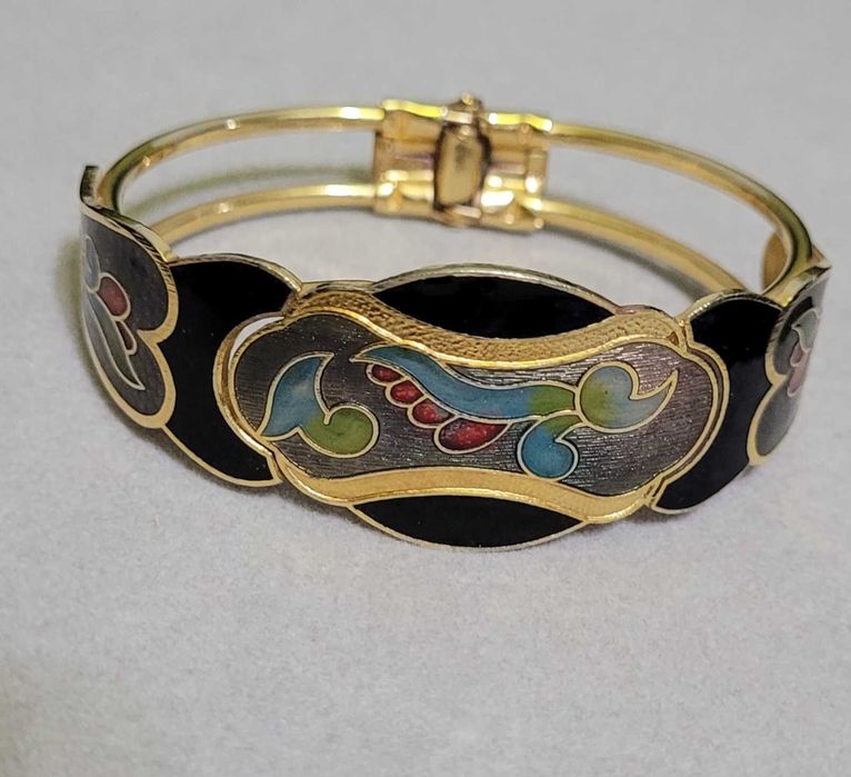 Brățară vintage Cloisonne, Art Nouveau, anii '80