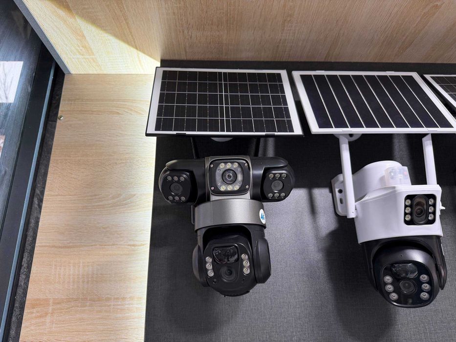 3 линзы Камера с солнечной панелью 4G 360 градусов камера наблюдения