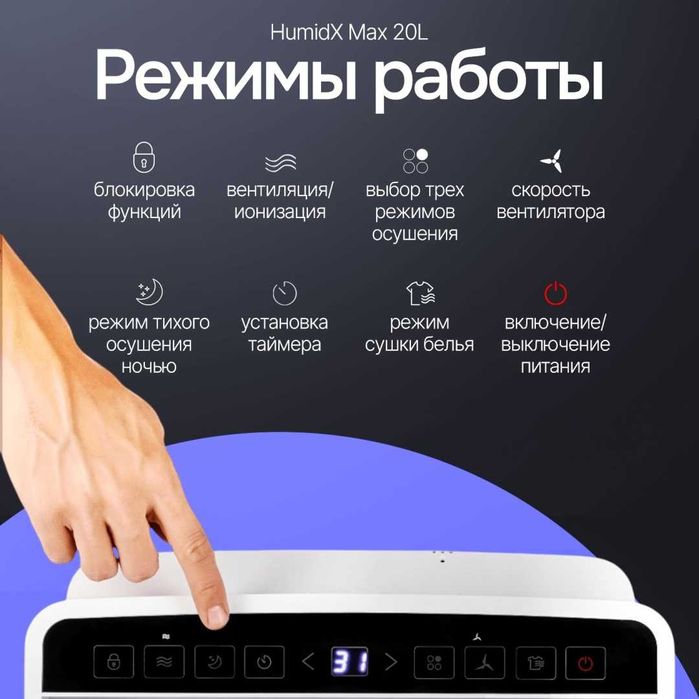 Осушитель воздуха ТЕХСОЛ HumidX Max 20L белый