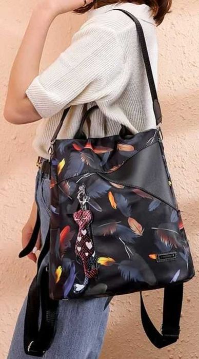 Rucsac-geanta dama, Freeland B9300, Antifurt, Poliester, Multicolor