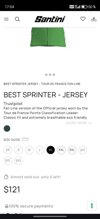 Tricou Santini Aero Race best sprinter tour de france nou