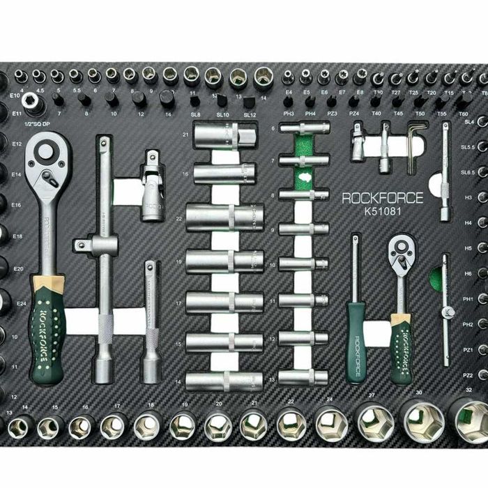 Професионален шкаф с  7 чекмеджета – 4 пълни с инструменти RockForce