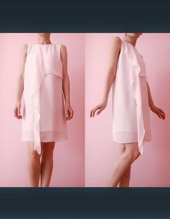 Рокля над коляното в нежно розово с воал на French Connection