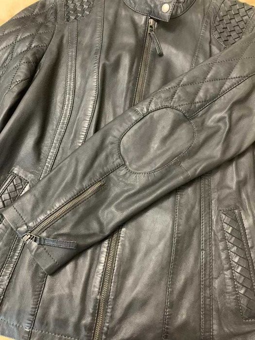 Geaca biker, Paola, din piele naturala, gri