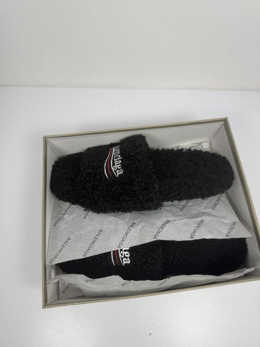 Papuci Balenciaga Furry Slide Black