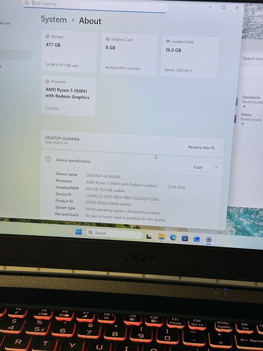 Laptop Gaming Acer Nitro 5 | RTX 3070 (8GB) | Ryzen , Impecabil