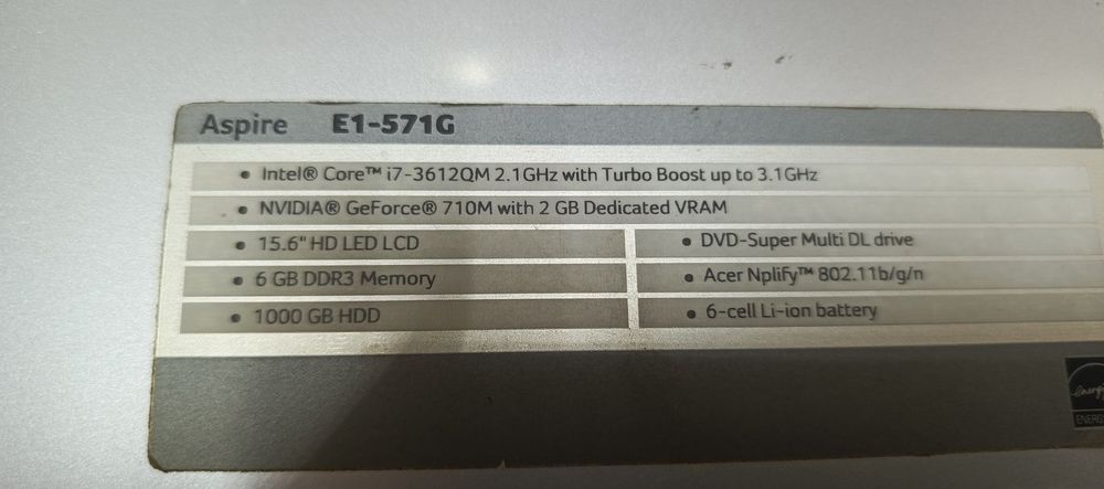 Породам ноутбук Acer Aspire E1-571G