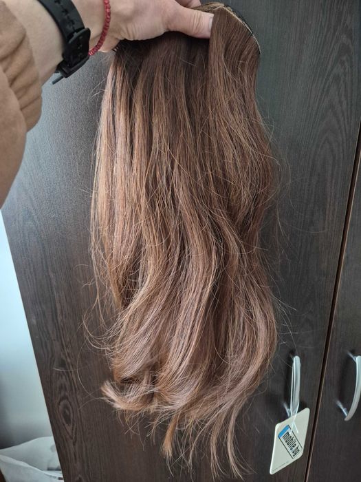 Естествена коса кестенява 65гр.