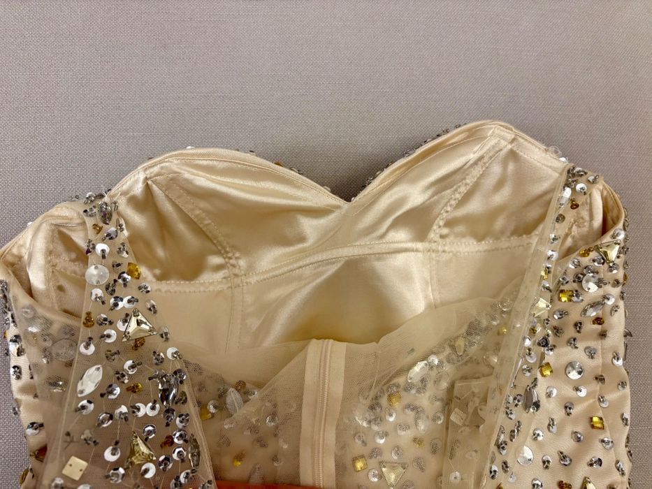 Бална рокля Официална рокля за сватба, рожден ден  с камъни- златна