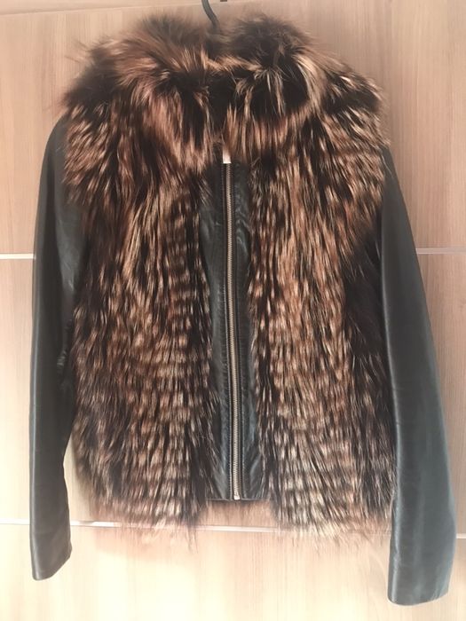 Кожено яке естествена кожа със свалящи се ръкави - S размер