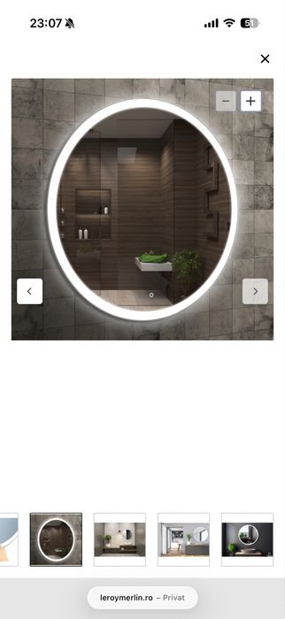 Oglinda rotunda cu lumina led