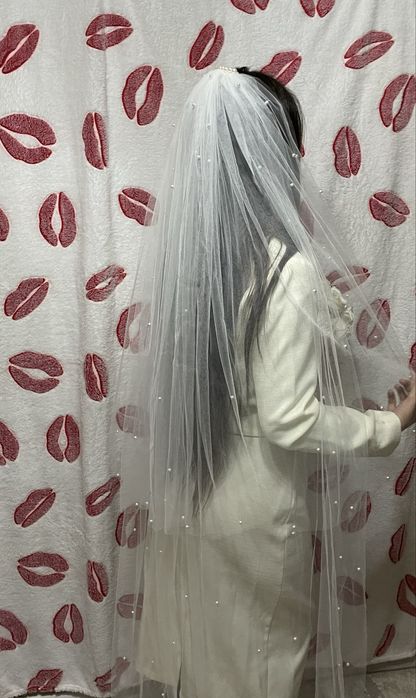 Свадебная фата с бусинками