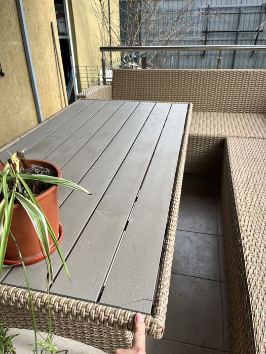 Set terasă 6 locuri (colțar + masă) JYSK AGERMOSE – stare foarte bună