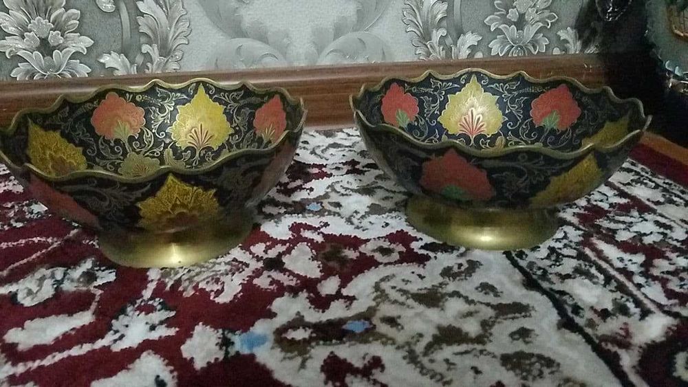 Антикварная латунная фруктовница, Индия, 70