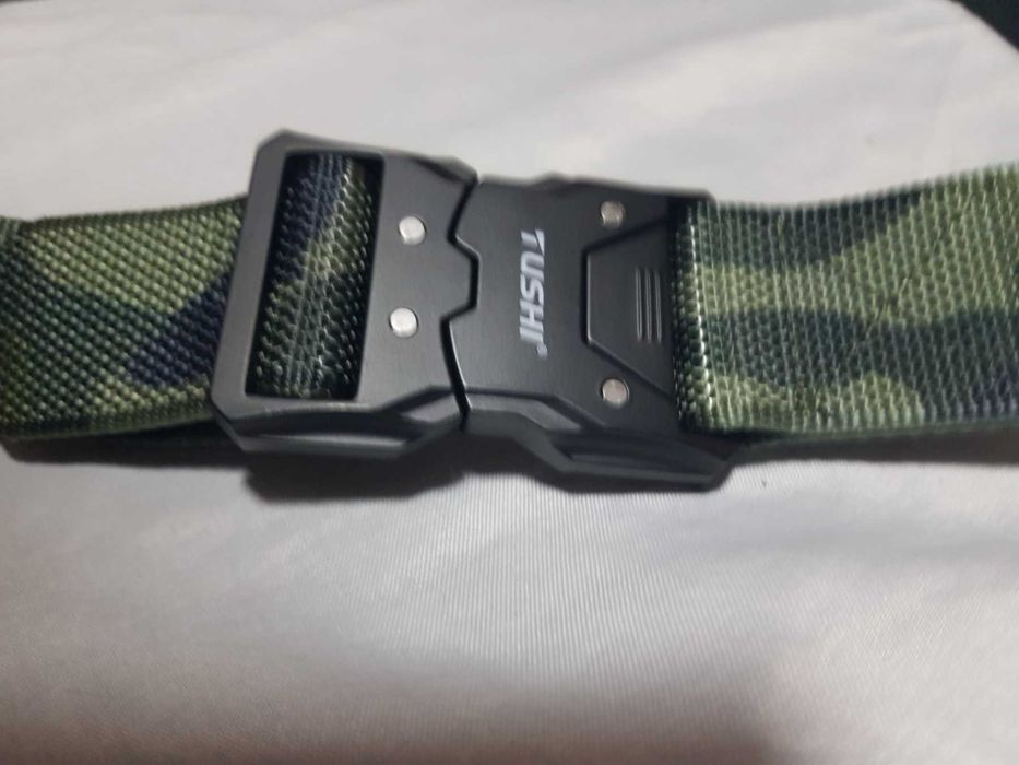 мъжки колан с автоматична метална тока TUSHI, черен , камуфлаж