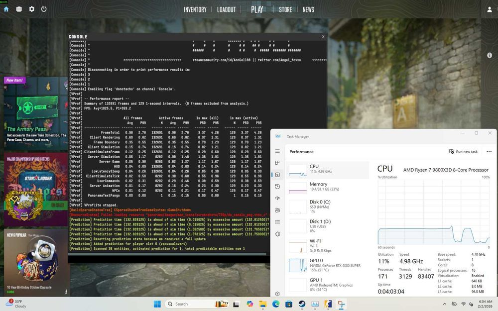 PC Gaming Ryzen 7 9800X3D RTX 4080 Super 2TB SSD
