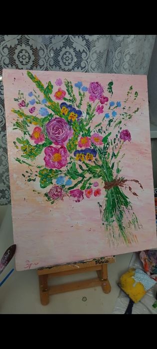 Картина авторская, холст на картоне, акрил