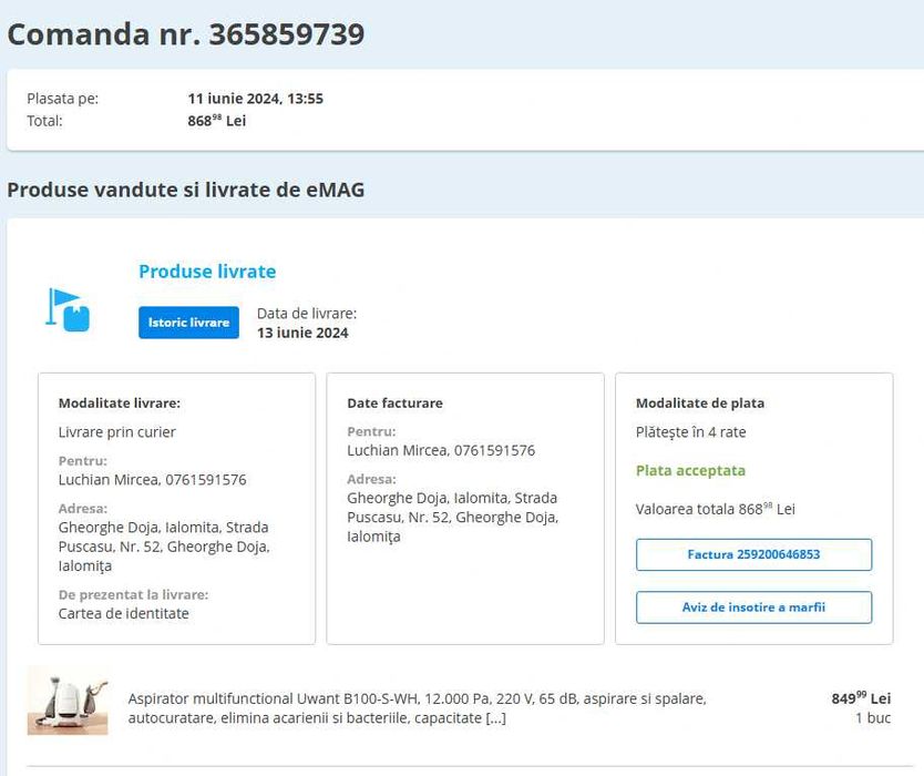 Aspirator aspirare si spalare Uwant B100-S-WH