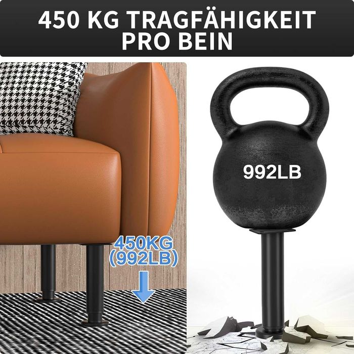 Picioare Metalice Reglabile Mobilier 18-30 cm Set 4 Buc Negre