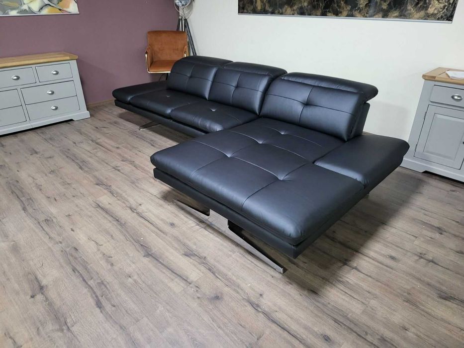 ПРОМОЦИЯ!!! Черен кожен ъглов диван "DANA"