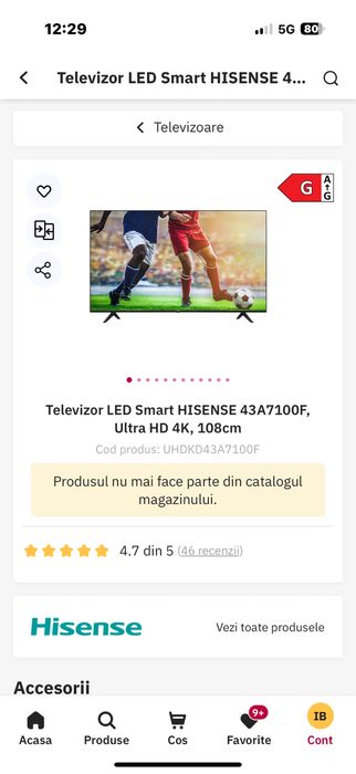 Vand tv led smart hisense 108cm