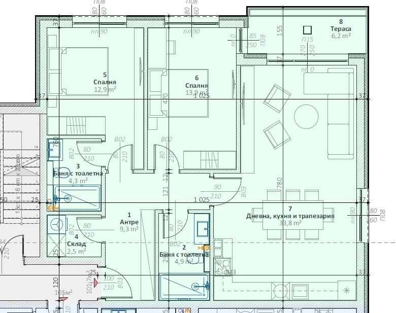 Продава се Тристаен апартамент в Пловдив, Коматево - 116 кв.м за 1331 €/кв.м - Снимка #2
